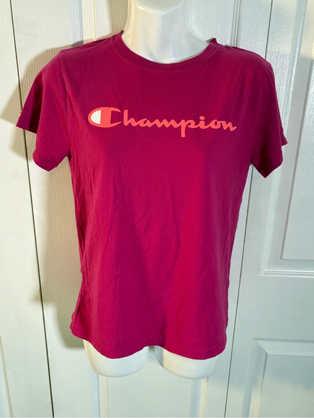 Champion Script Logo Tee - Pink, Size S